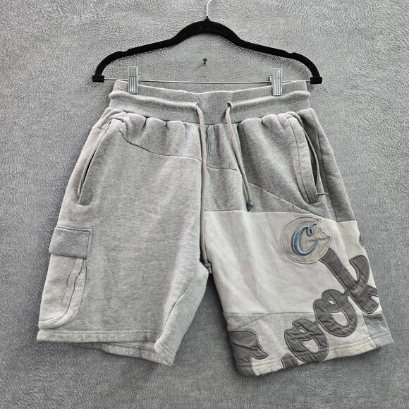 Cookies Men Shorts S Gray Sweat Colorblock Streetwear Embroidered Patch READ - Picture 1 of 12